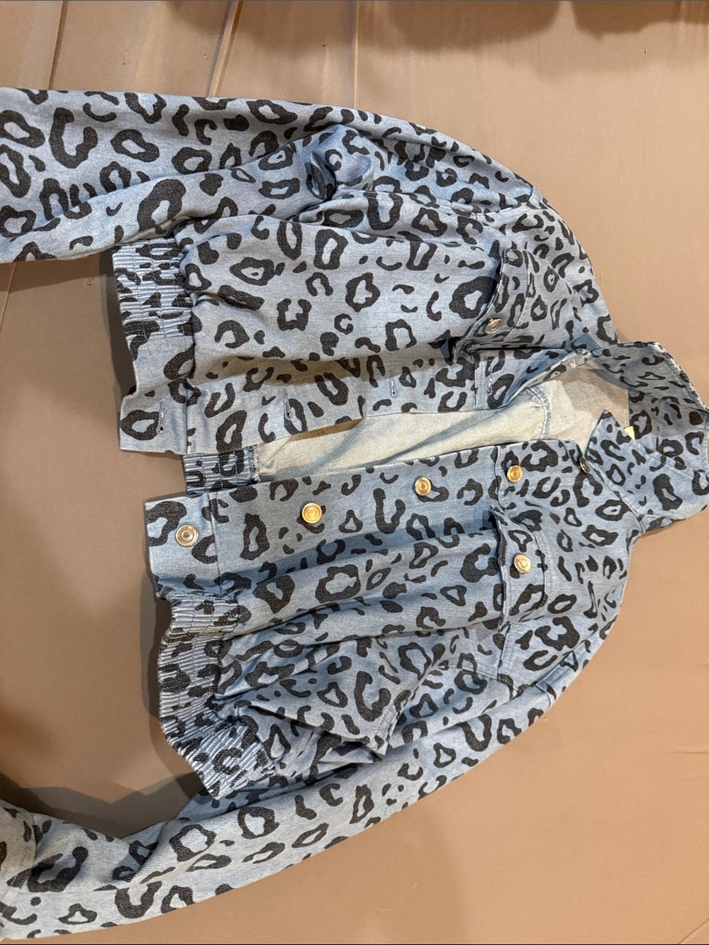 GirlLeopard Print  Jacket with silver Buttons